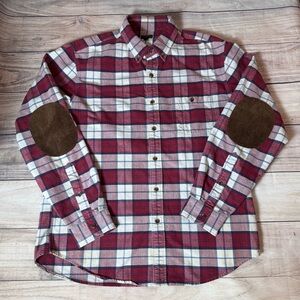 J. CREW Men's Red Plaid Shirt with Elbow Patches/size L